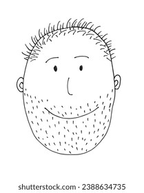 Outline illustration vector image of a man face.
Hand drawn artwork of male face silhouette. 
Simple cute original logo.
Hand drawn vector illustration for posters, cards, t-shirts.