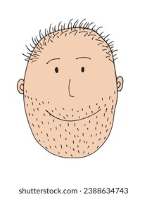 Outline illustration vector image of a man face.
Hand drawn artwork of male face silhouette. 
Simple cute original logo.
Hand drawn vector illustration for posters, cards, t-shirts.