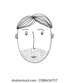Ilustración de esquema de imagen vectorial de una cara de hombre.
Obra de arte a mano de silueta de cara masculina. 
Simple y lindo logo original.
Ilustración vectorial dibujada a mano para afiches, tarjetas, camisetas.