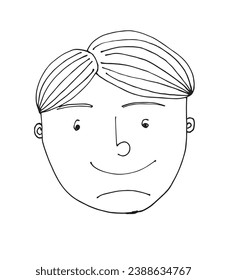 Outline illustration vector image of a man face.
Hand drawn artwork of male face silhouette. 
Simple cute original logo.
Hand drawn vector illustration for posters, cards, t-shirts.