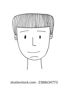 Outline illustration vector image of a man face.
Hand drawn artwork of male face silhouette. 
Simple cute original logo.
Hand drawn vector illustration for posters, cards, t-shirts.