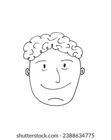 Outline illustration vector image of a man face.
Hand drawn artwork of male face silhouette. 
Simple cute original logo.
Hand drawn vector illustration for posters, cards, t-shirts.