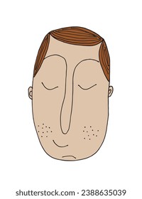 Outline illustration vector image of a man face.
Hand drawn artwork of male face silhouette. 
Simple cute original logo.
Hand drawn vector illustration for posters, cards, t-shirts.