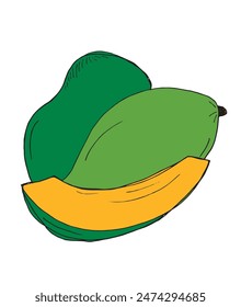 Umriss Illustration Vektorgrafik Bild einer Mango.
Handgezeichnetes Kunstwerk einer Mango.
Einfaches, niedliches Original-Logo.
Handgezeichnete Vektorillustration für Poster.