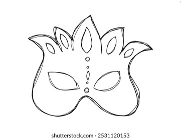 Outline illustration vector image of a mask.
Hand drawn artwork of a mask.
Simple cute original logo.
Hand drawn vector illustration for posters.