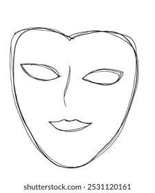 Outline illustration vector image of a mask.
Hand drawn artwork of a mask.
Simple cute original logo.
Hand drawn vector illustration for posters.