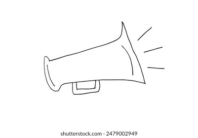 Outline illustration vector image of a megaphone.
Hand drawn artwork of a megaphone.
Simple cute original logo.
Hand drawn vector illustration for posters.