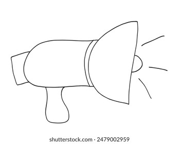 Outline illustration vector image of a megaphone.
Hand drawn artwork of a megaphone.
Simple cute original logo.
Hand drawn vector illustration for posters.