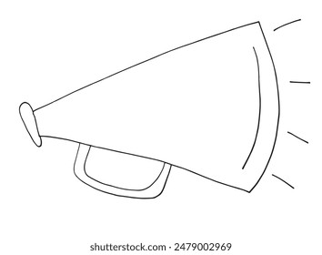 Outline illustration vector image of a megaphone.
Hand drawn artwork of a megaphone.
Simple cute original logo.
Hand drawn vector illustration for posters.