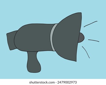 Outline illustration vector image of a megaphone.
Hand drawn artwork of a megaphone.
Simple cute original logo.
Hand drawn vector illustration for posters.
