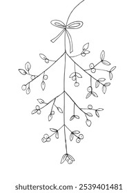 Outline illustration vector image of a mistletoe.
Hand drawn artwork of a mistletoe.
Simple cute original logo.
Hand drawn vector illustration for posters.