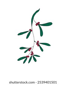 Outline illustration vector image of a mistletoe.
Hand drawn artwork of a mistletoe.
Simple cute original logo.
Hand drawn vector illustration for posters.