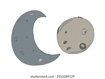 Outline illustration vector image of a moon.
Hand drawn artwork of a moon.
Simple cute original logo.
Hand drawn vector illustration for posters.
