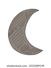 Outline illustration vector image of a moon.
Hand drawn artwork of a moon.
Simple cute original logo.
Hand drawn vector illustration for posters.