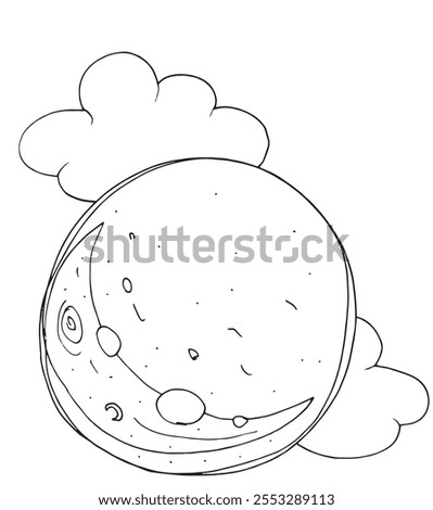 Outline illustration vector image of a moon.
Hand drawn artwork of a moon.
Simple cute original logo.
Hand drawn vector illustration for posters.