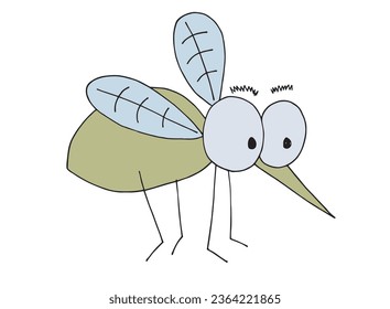 Esbozo de imagen vectorial de un mosquito.
Obra de arte a mano de un mosquito. 
Simple y lindo logo original.
Ilustración vectorial dibujada a mano para afiches, tarjetas, camisetas.
