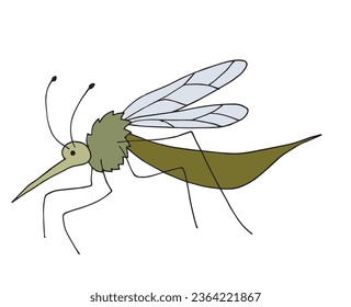 Outline illustration vector image of a mosquito.
Hand drawn artwork of a mosquito. 
Simple cute original logo.
Hand drawn vector illustration for posters, cards, t-shirts.
