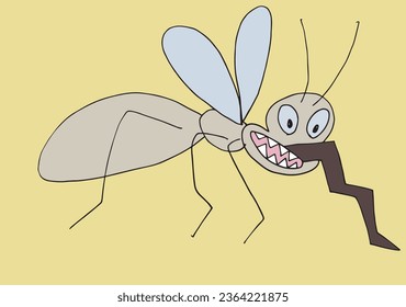 Outline illustration vector image of a mosquito.
Hand drawn artwork of a mosquito. 
Simple cute original logo.
Hand drawn vector illustration for posters, cards, t-shirts.