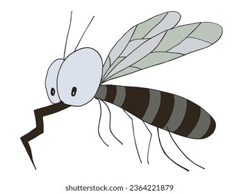 Outline illustration vector image of a mosquito.
Hand drawn artwork of a mosquito. 
Simple cute original logo.
Hand drawn vector illustration for posters, cards, t-shirts.