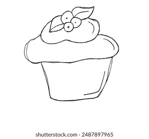 Outline illustration vector image of a muffin.
Hand drawn artwork of a cupcake.
Simple cute original logo.
Hand drawn vector illustration for posters.