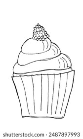 Outline illustration vector image of a muffin.
Hand drawn artwork of a cupcake.
Simple cute original logo.
Hand drawn vector illustration for posters.