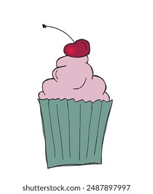 Ilustración de contorno Imagen de Vector de un muffin.
Obra de arte dibujada a mano de una magdalena.
Simple lindo logotipo original.
Ilustración vectorial dibujada a mano para carteles.