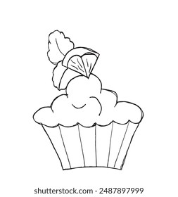 Outline illustration vector image of a muffin.
Hand drawn artwork of a cupcake.
Simple cute original logo.
Hand drawn vector illustration for posters.