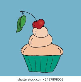 Outline illustration vector image of a muffin.
Hand drawn artwork of a cupcake.
Simple cute original logo.
Hand drawn vector illustration for posters.