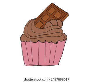 Umriss Illustration Vektorgrafik Bild eines Muffins.
Handgezeichnetes Kunstwerk eines Cupcakes.
Einfaches, niedliches Original-Logo.
Handgezeichnete Vektorillustration für Poster.