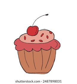 Outline illustration vector image of a muffin.
Hand drawn artwork of a cupcake.
Simple cute original logo.
Hand drawn vector illustration for posters.