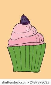 Outline illustration vector image of a muffin.
Hand drawn artwork of a cupcake.
Simple cute original logo.
Hand drawn vector illustration for posters.