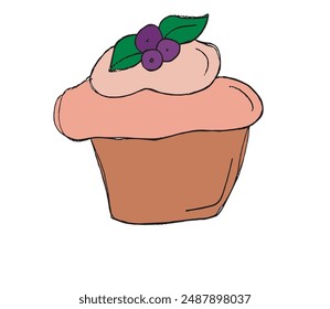 Outline illustration vector image of a muffin.
Hand drawn artwork of a cupcake.
Simple cute original logo.
Hand drawn vector illustration for posters.