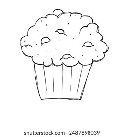 Ilustración de contorno Imagen de Vector de un muffin.
Obra de arte dibujada a mano de una magdalena.
Simple lindo logotipo original.
Ilustración vectorial dibujada a mano para carteles.