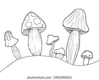 Outline illustration vector image of a mushroom.
Hand drawn artwork of a fungus.
Simple cute original logo.
Hand drawn vector illustration for posters, cards, t-shirts.