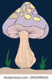 Outline illustration vector image of a mushroom.
Hand drawn artwork of a fungus.
Simple cute original logo.
Hand drawn vector illustration for posters, cards, t-shirts.