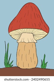 Outline illustration vector image of a mushroom.
Hand drawn artwork of a fungus.
Simple cute original logo.
Hand drawn vector illustration for posters, cards, t-shirts.