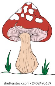 Outline illustration vector image of a mushroom.
Hand drawn artwork of a fungus.
Simple cute original logo.
Hand drawn vector illustration for posters, cards, t-shirts.