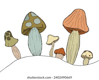 Outline illustration vector image of a mushroom.
Hand drawn artwork of a fungus.
Simple cute original logo.
Hand drawn vector illustration for posters, cards, t-shirts.