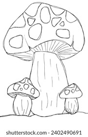 Outline illustration vector image of a mushroom.
Hand drawn artwork of a fungus.
Simple cute original logo.
Hand drawn vector illustration for posters, cards, t-shirts.