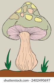 Outline illustration vector image of a mushroom.
Hand drawn artwork of a fungus.
Simple cute original logo.
Hand drawn vector illustration for posters, cards, t-shirts.