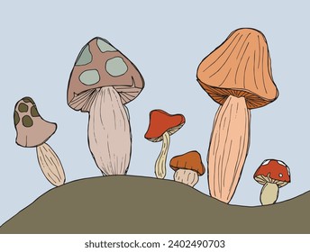 Outline illustration vector image of a mushroom.
Hand drawn artwork of a fungus.
Simple cute original logo.
Hand drawn vector illustration for posters, cards, t-shirts.