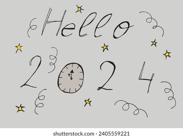 Ilustración de esquema de imagen vectorial de una tarjeta de felicitación de Año Nuevo.
Dibujo manual de la celebración de Nochevieja.
Simple y lindo logo original.
Ilustración vectorial dibujada a mano para afiches