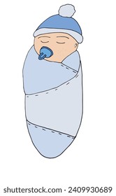 Ilustración de esquema de la imagen vectorial de un recién nacido.
Obra artística de mano de un bebé.
Simple y lindo logo original.
Ilustración vectorial dibujada a mano para afiches