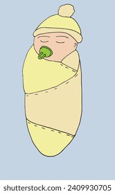 Outline illustration vector image of a new born baby.
Hand drawn artwork of a little baby.
Simple cute original logo.
Hand drawn vector illustration for posters