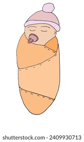 Umfassende Vektorgrafik eines Neugeborenen.
Handgezeichnete Kunstwerke eines kleinen Babys.
Einfaches, niedliches Originallogo.
Handgezeichnete Vektorgrafik für Poster