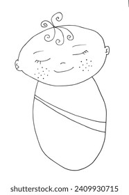 Outline illustration vector image of a new born baby.
Hand drawn artwork of a little baby.
Simple cute original logo.
Hand drawn vector illustration for posters