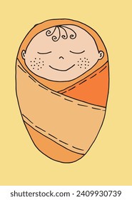 Ilustración de esquema de la imagen vectorial de un recién nacido.
Obra artística de mano de un bebé.
Simple y lindo logo original.
Ilustración vectorial dibujada a mano para afiches