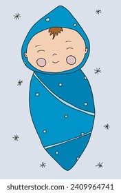 Outline illustration vector image of a new born baby.
Hand drawn artwork of a little baby.
Simple cute original logo.
Hand drawn vector illustration for posters