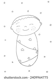 Outline illustration vector image of a new born baby.
Hand drawn artwork of a little baby.
Simple cute original logo.
Hand drawn vector illustration for posters