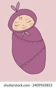 Outline illustration vector image of a new born baby.
Hand drawn artwork of a little baby.
Simple cute original logo.
Hand drawn vector illustration for posters